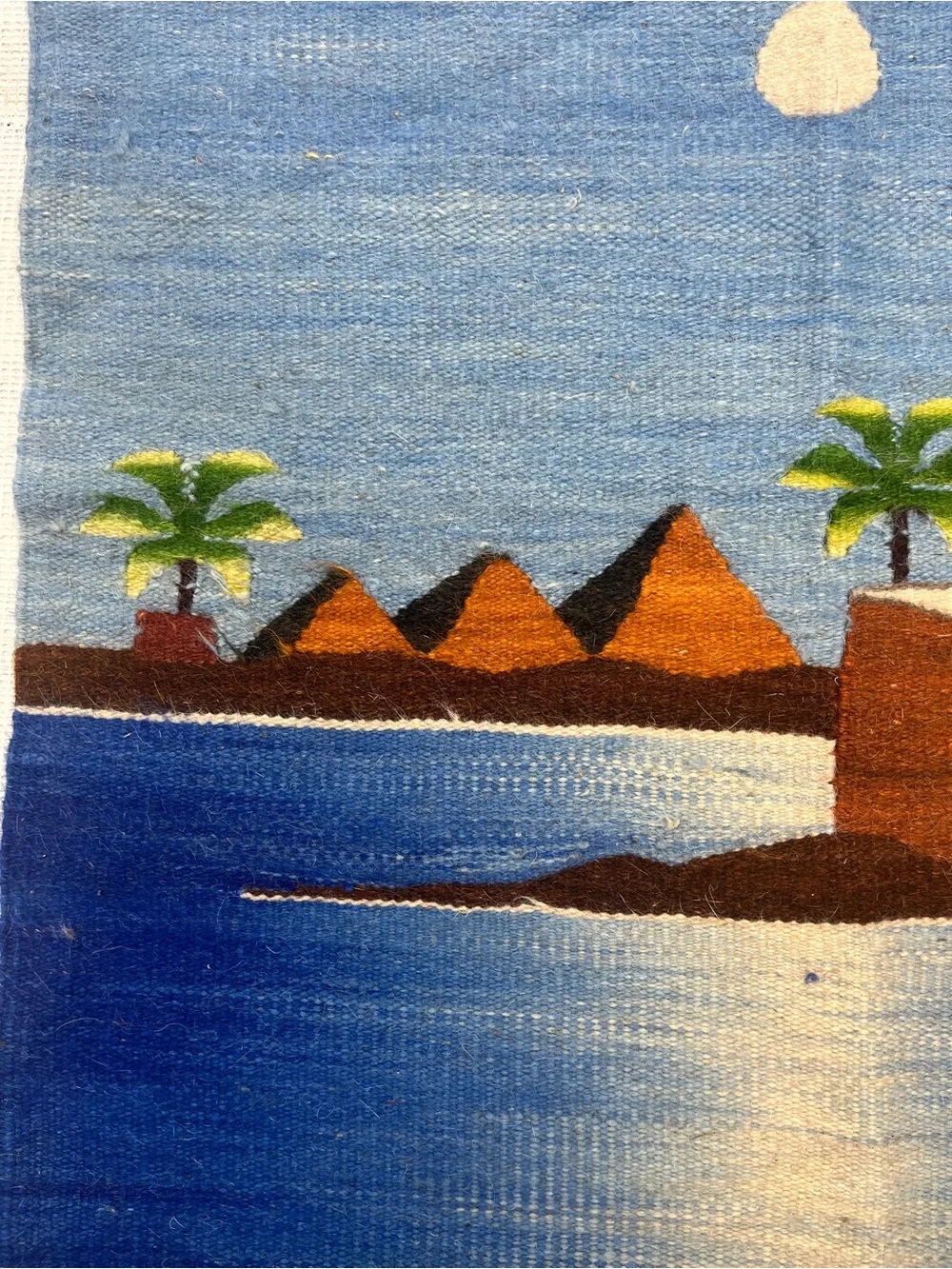 Handwoven Blue Desert Oasis Tapestry Wall Hanging 42x28”